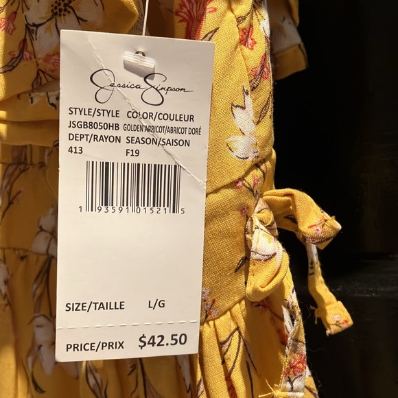 Jessica Simpson Girls Summer Dress. Golden yellow with flowers. Size Large Girls - Picture 4 of 7